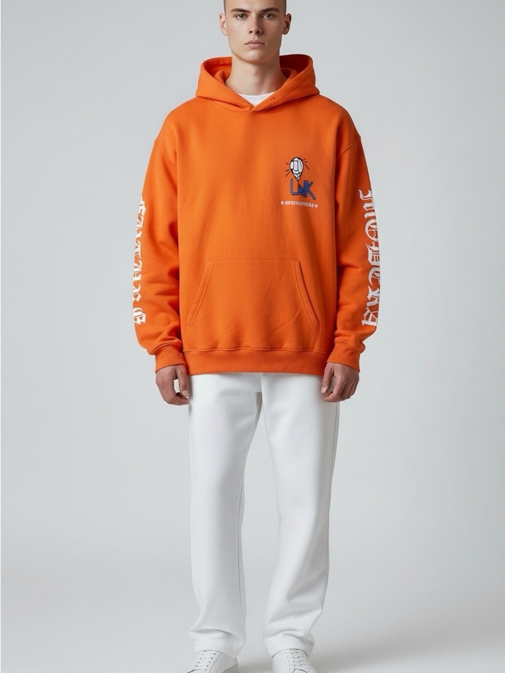 Custom Amanda Whoo "Link Modera" Graphic Hoodie Orange Size Large
